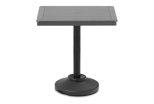 Slat 36" Square Bar Height 80 lb Pedestal Table w/ hole