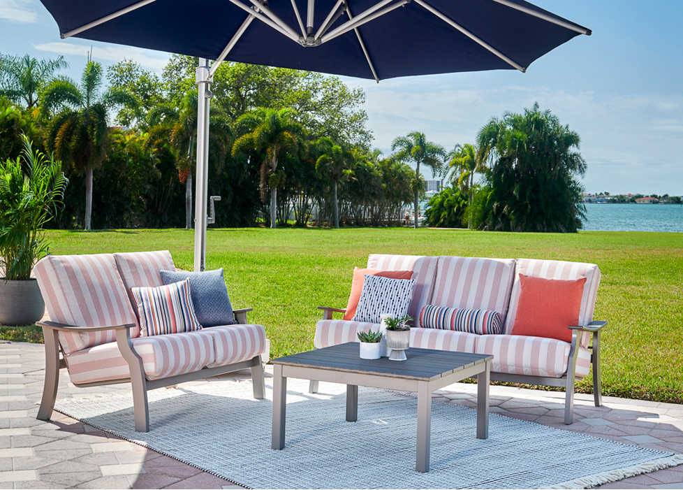 St. Catherine Cushion Three-Seat Sofa w/ Rustic Arms