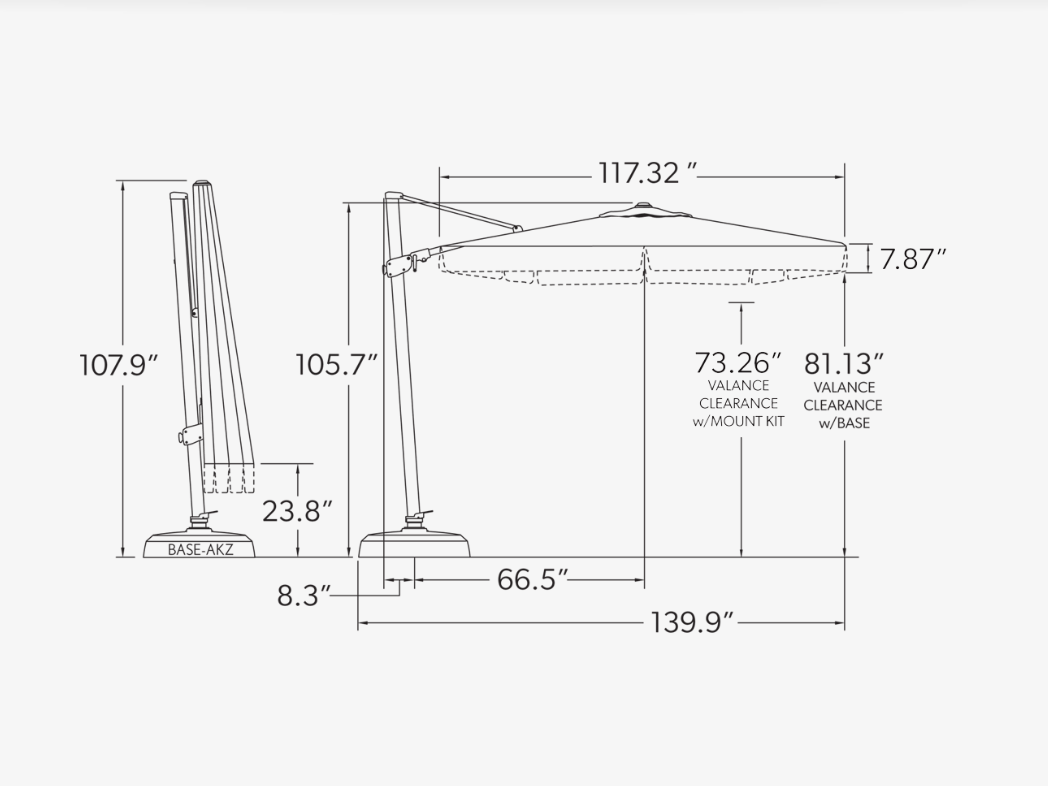 AG25TSQR 10' Square Cantilever Umbrella