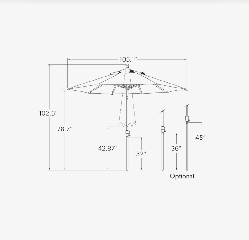 Push Button Tilt 9' Octagon Umbrella