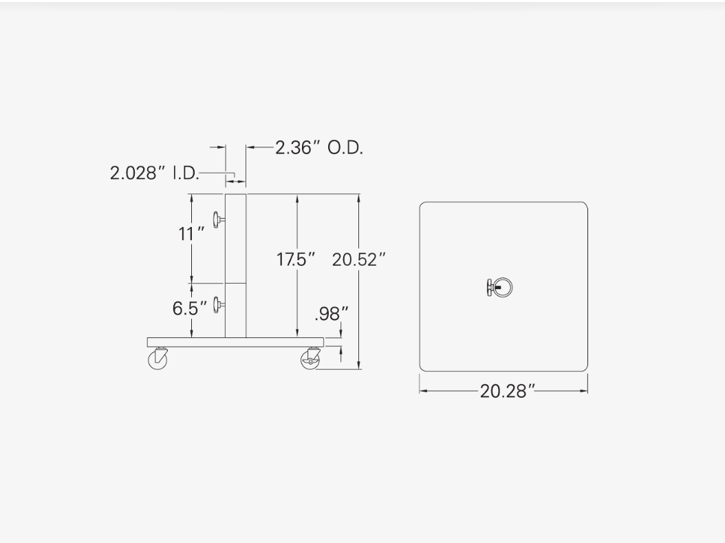 Steel Base w/ Casters - 120 lbs