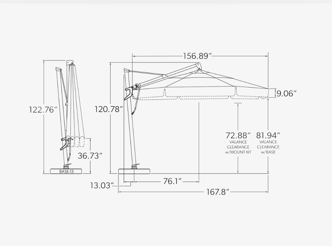 Starlux AKZ Plus 13' Octagon Cantilever Umbrella
