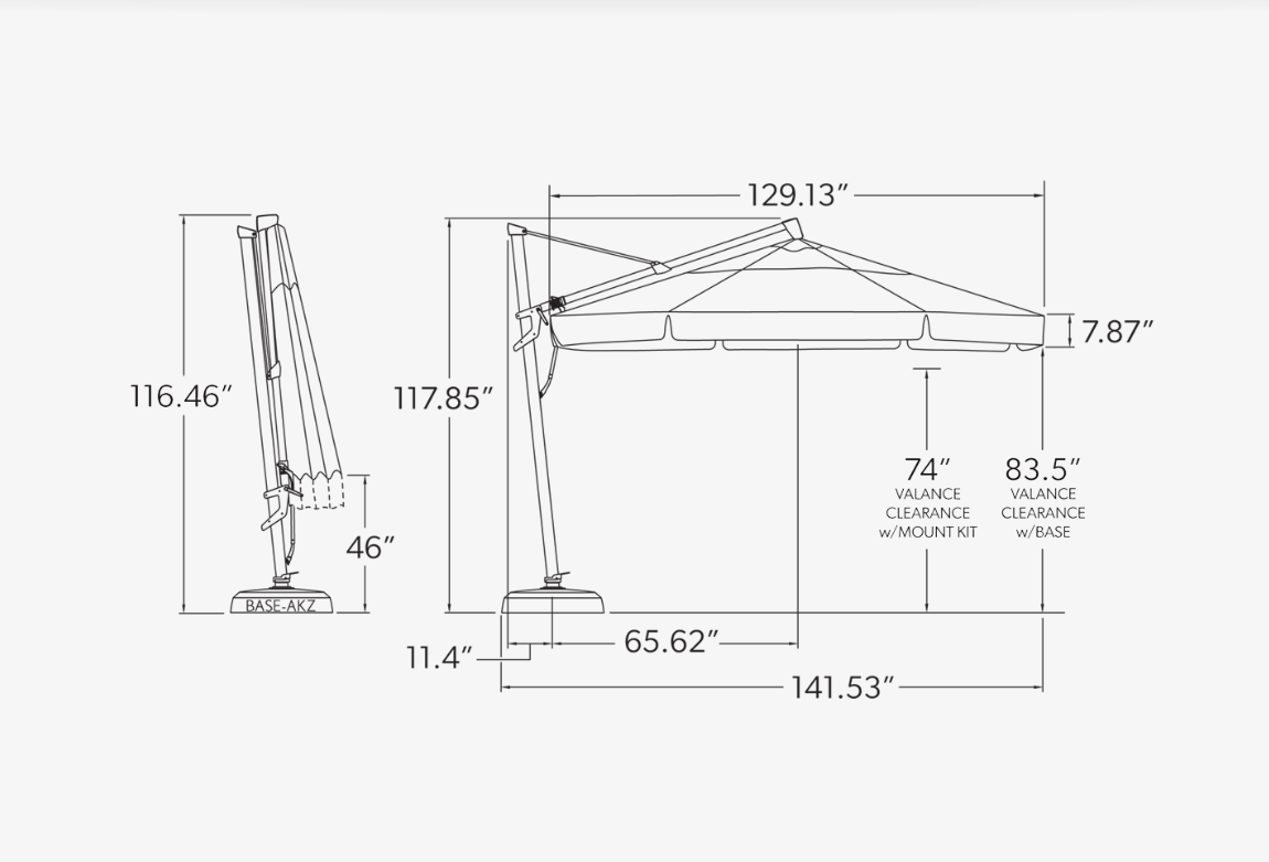 AKZPSQ11 Plus 11' Octagon Cantilever Umbrella