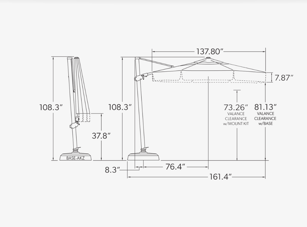 AG25TR 11.5' Octagon Cantilever Umbrella
