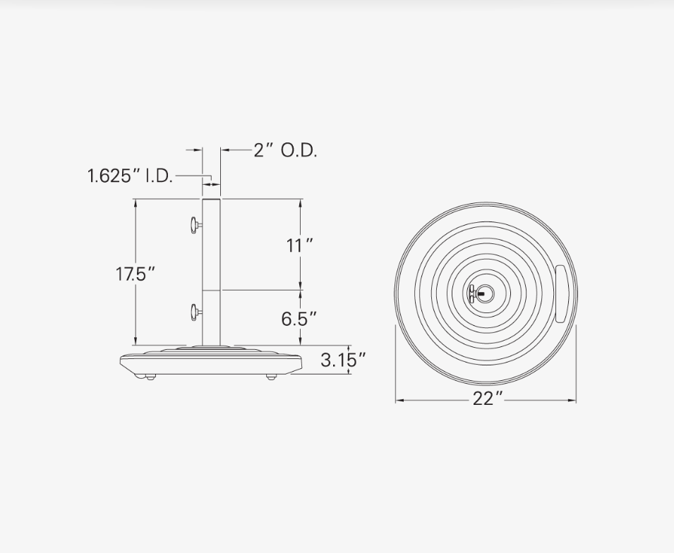 Monaco Round Cast Aluminum Base - 100 lbs