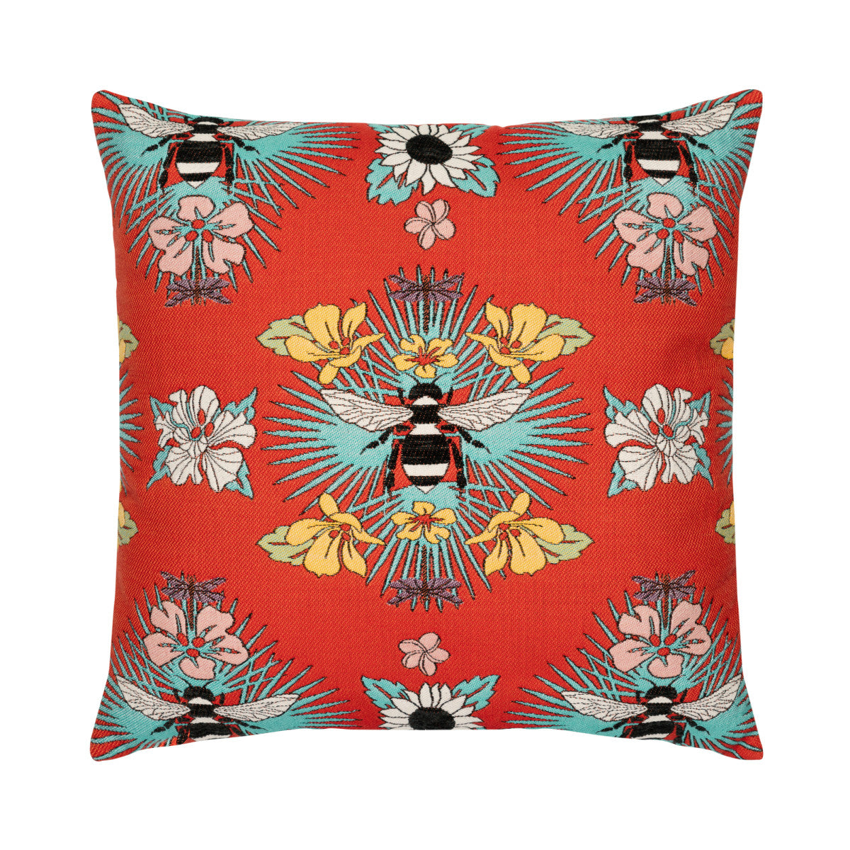 Tropical Bee Red 22"x22" Toss Pillow