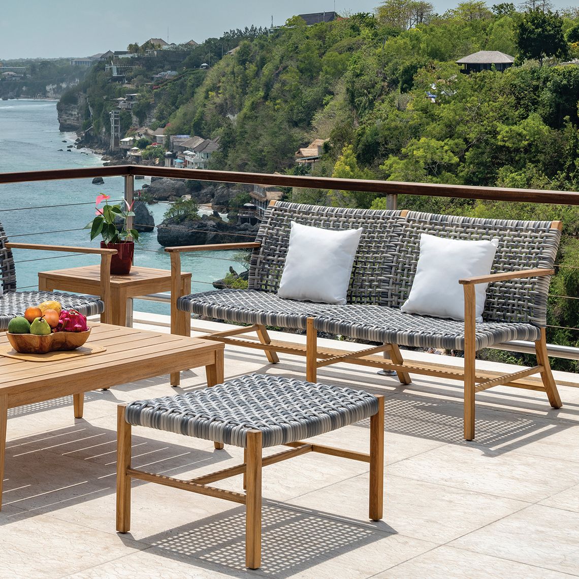 Catherine Teak Club Ottoman