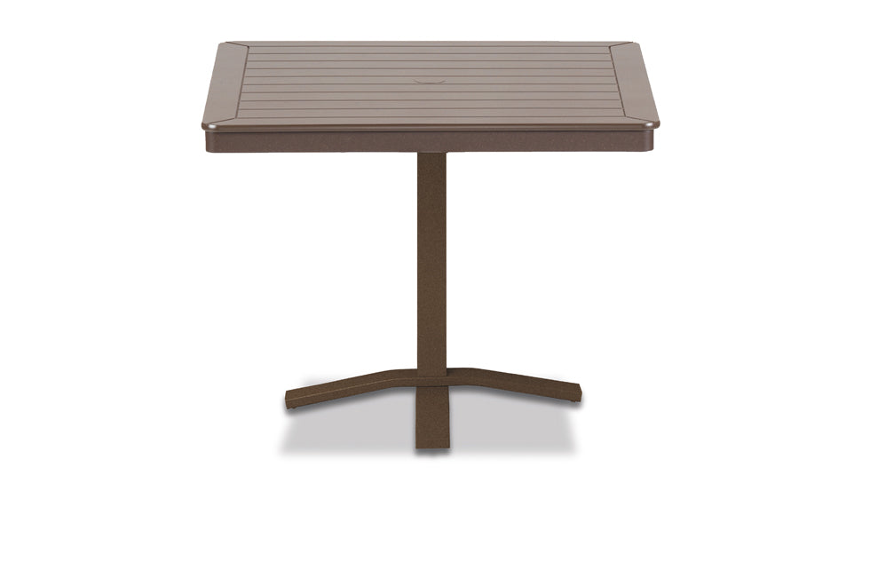 Slat 36" Square Dining Height Pedestal Table w/ hole