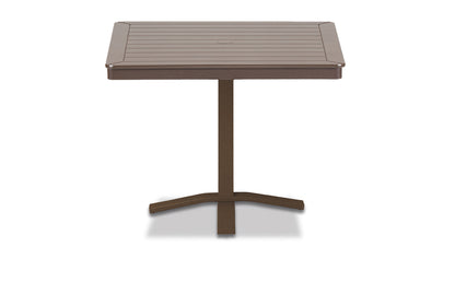 Slat 36" Square Dining Height Pedestal Table w/ hole