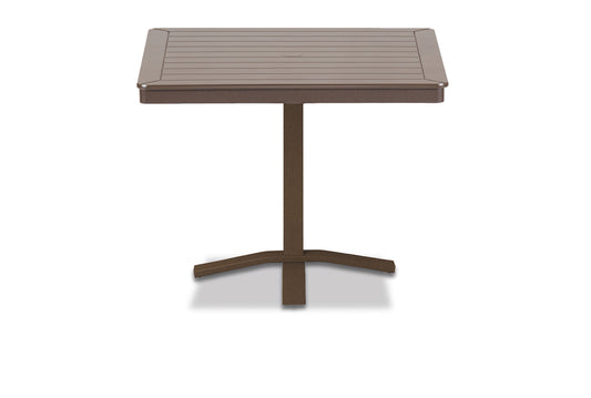 Slat 36" Square Dining Height Pedestal Table w/ hole
