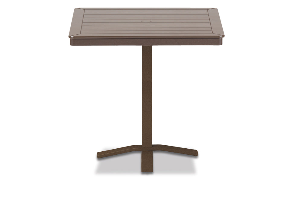 Slat 36" Square Bar Height Pedestal Table w/ hole