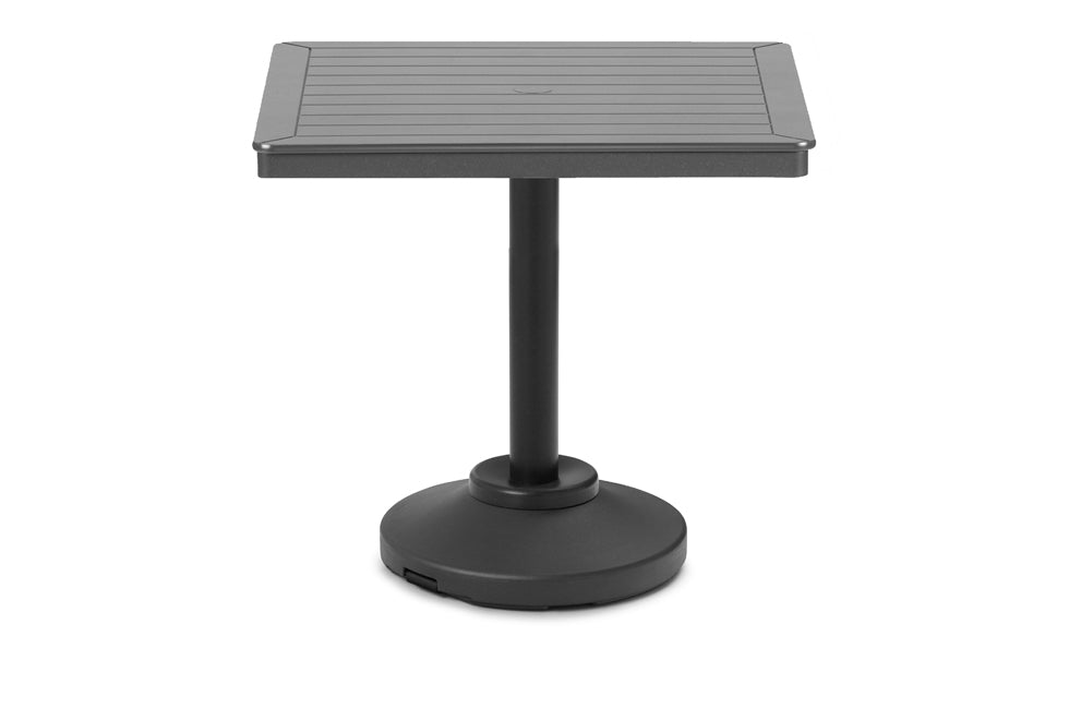 Slat 36" Square Balcony Height 80 lb Pedestal Table w/ hole