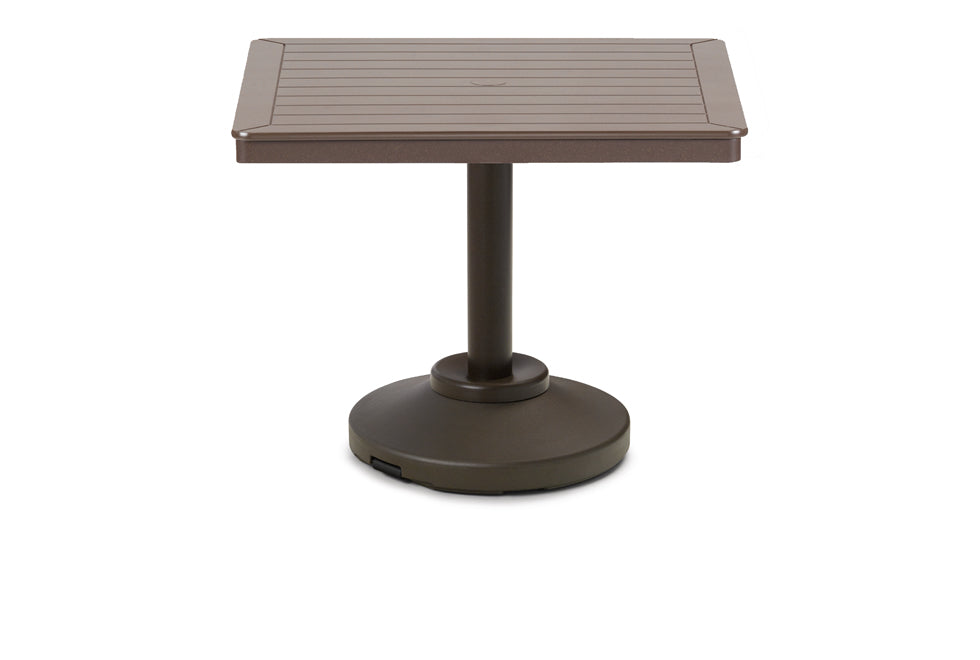 Slat 36" Square Dining Height 80 lb Pedestal Table w/ hole
