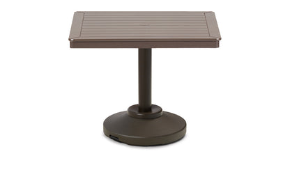 Slat 36" Square Dining Height 80 lb Pedestal Table w/ hole