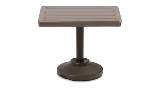Slat 36" Square Dining Height 80 lb Pedestal Table w/ hole