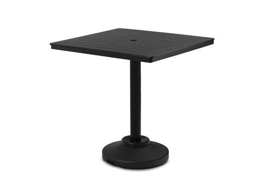 Slat 42" Square Bar Height 80 lb Pedestal Table w/ hole