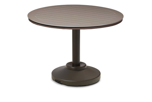 Slat 54" Round Dining Height 120 lb Pedestal Table w/ hole