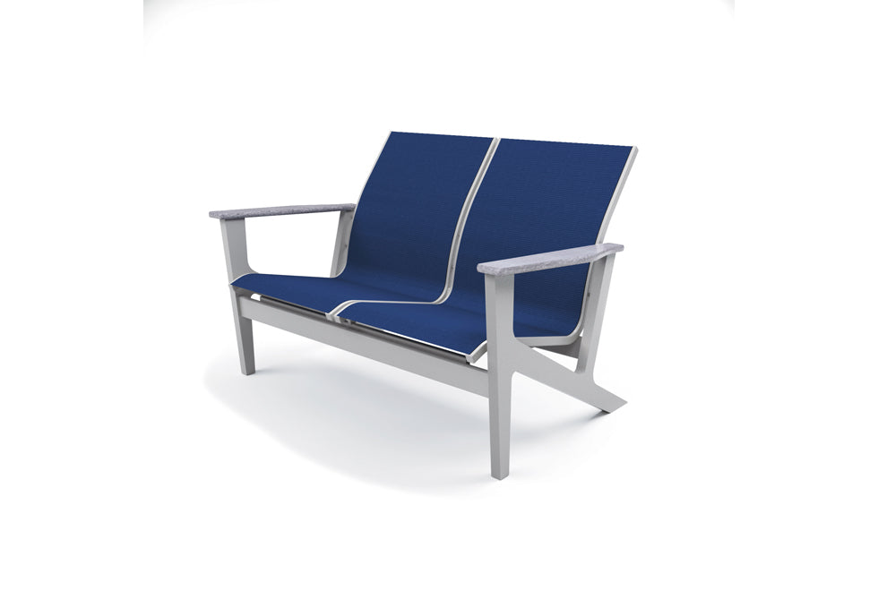 Wexler Sling Chat Height Loveseat w/ Rustic Arms