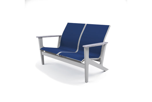Wexler Sling Chat Height Loveseat w/ Rustic Arms
