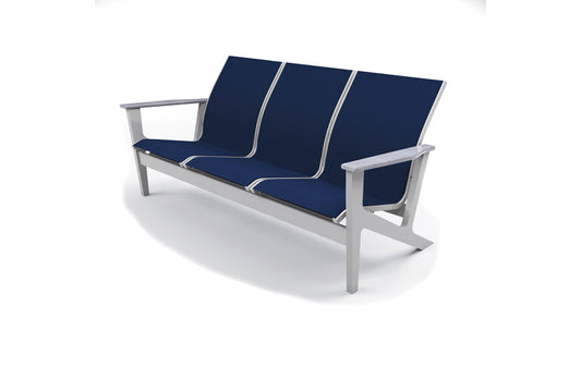 Wexler Sling Chat Height Three-Seat Sofa w/ Rustic Arms