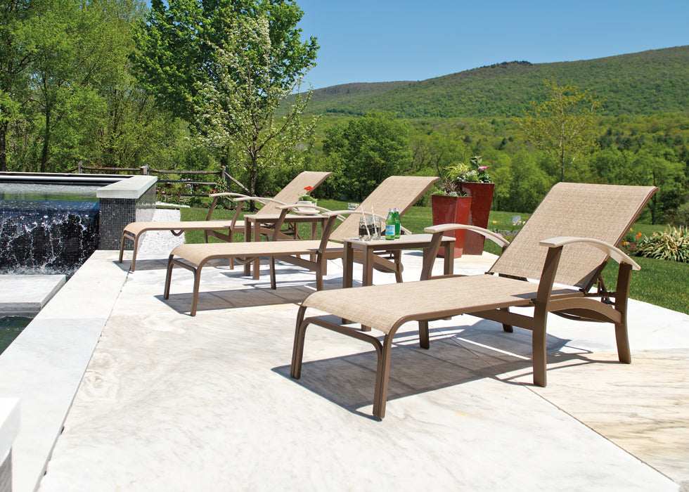 Belle Isle Sling Four Position Lay-flat Chaise w/ Polymer Accents