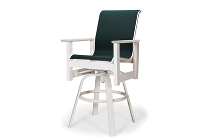 Leeward Sling Bar Height Swivel Arm Chair w/ Rustic Arms