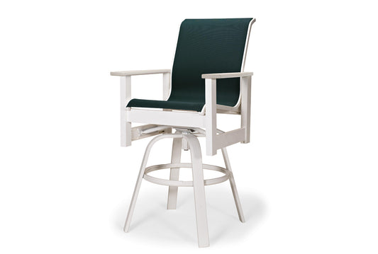 Leeward Sling Bar Height Swivel Arm Chair w/ Rustic Arms