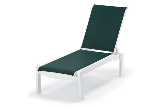 Leeward Sling Lay-flat Stacking Armless Chaise w/ Wheels