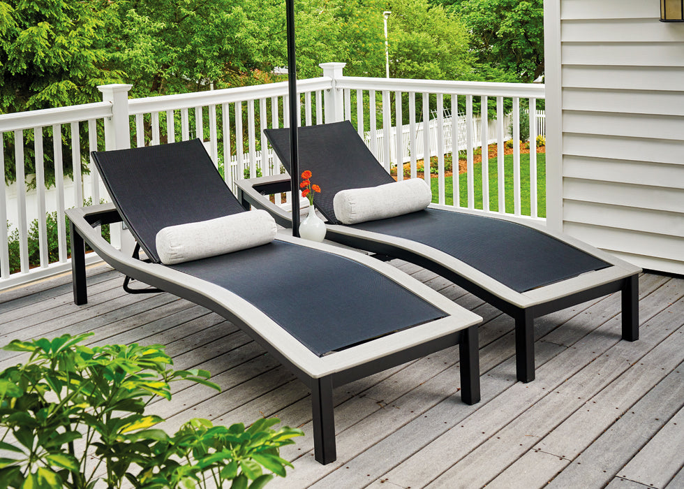 Bazza Sling Four-Position Contour Armless Chaise w/ Polymer Overlay