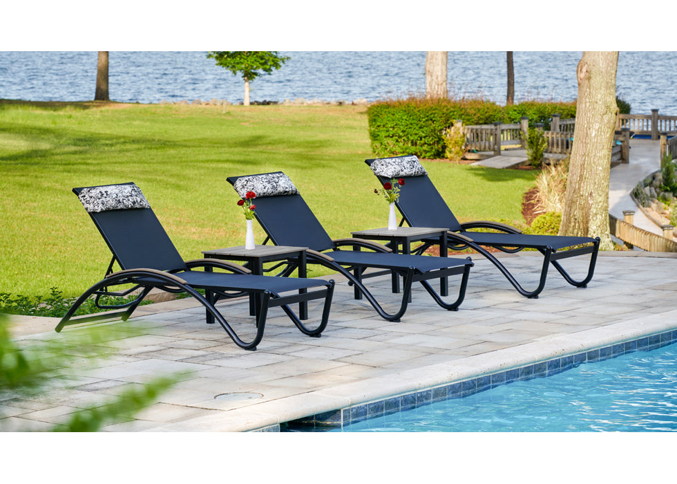 Helios Contract Sling Four-Position Lay-flat Stacking Chaise