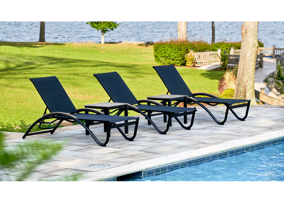 Helios Contract Sling Four-Position Lay-flat Stacking Chaise