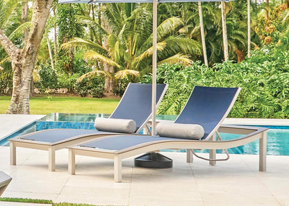 Bazza Sling Four-Position Contour Armless Chaise w/ Polymer Overlay