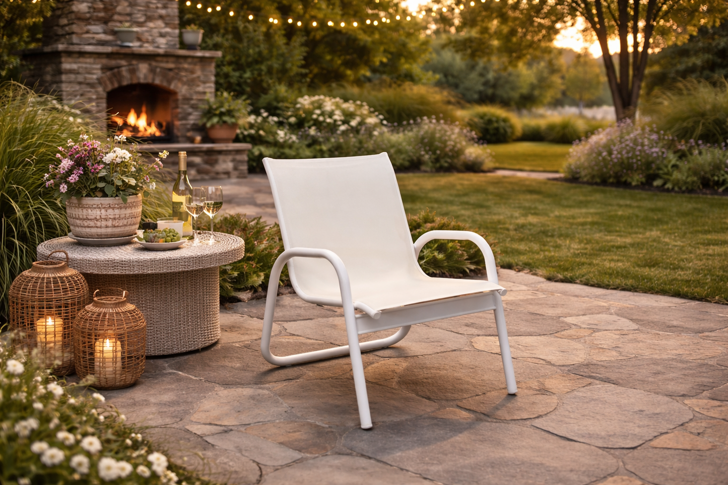 Gardenella Sling Stacking Arm Chair
