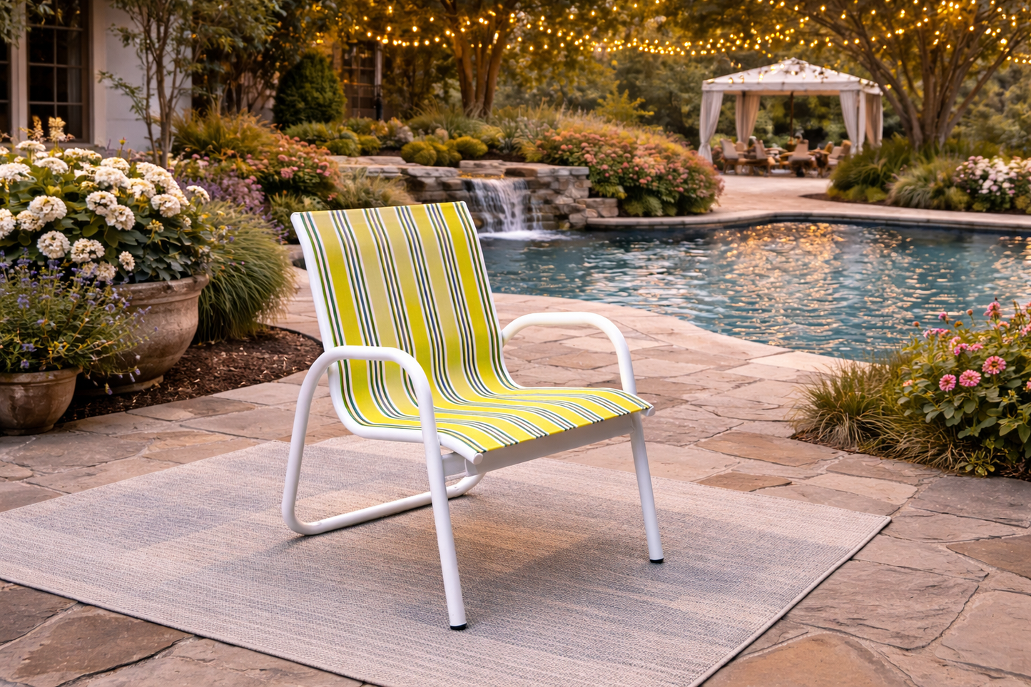 Gardenella Sling Stacking Arm Chair