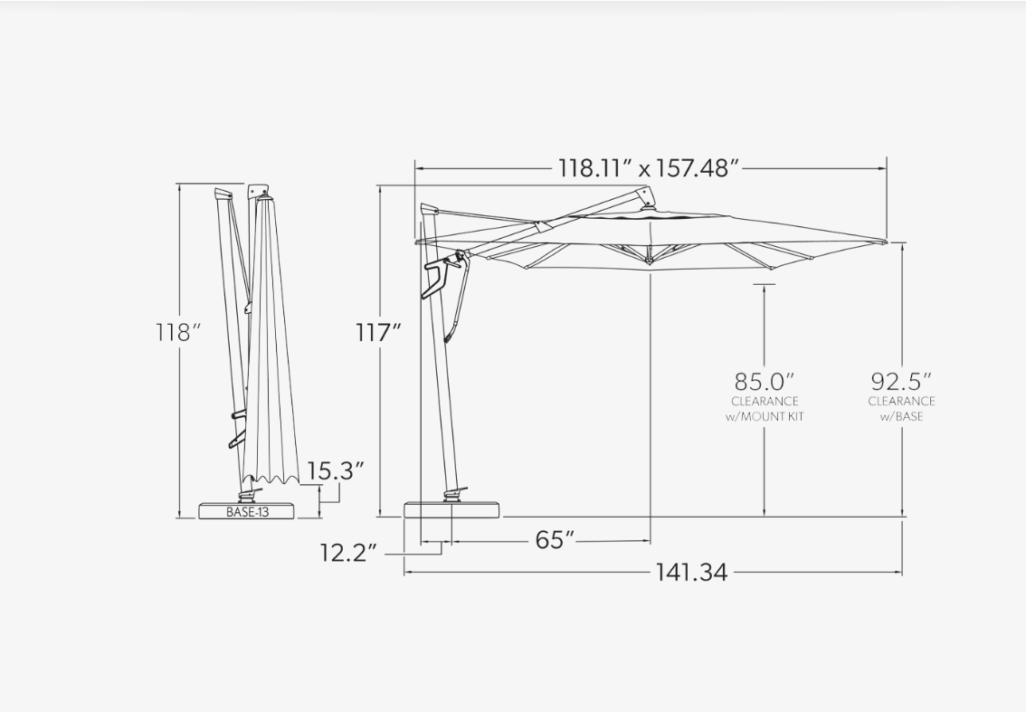 AKZPRT Plus 10' x 13' Cantilever Umbrella