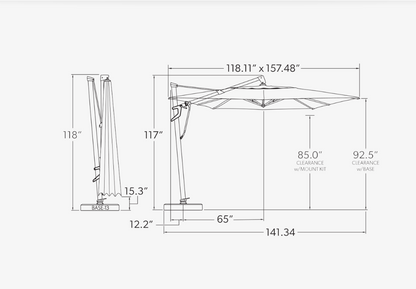 AKZPRT Plus 10' x 13' Cantilever Umbrella