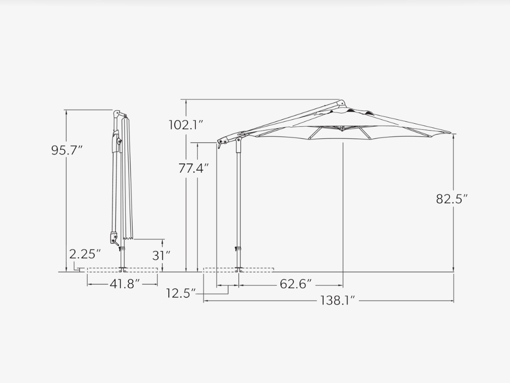AG19A 10' Octagon Cantilever Umbrella