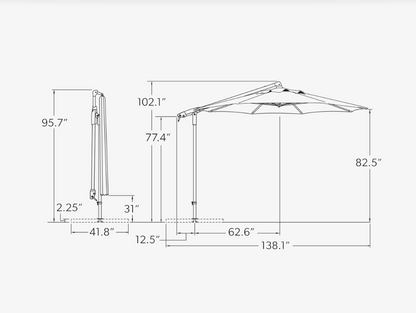 AG19A 10' Octagon Cantilever Umbrella
