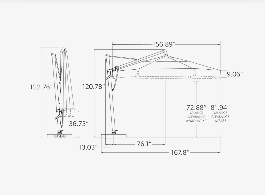 AKZP13 Plus 13' Octagon Cantilever Umbrella