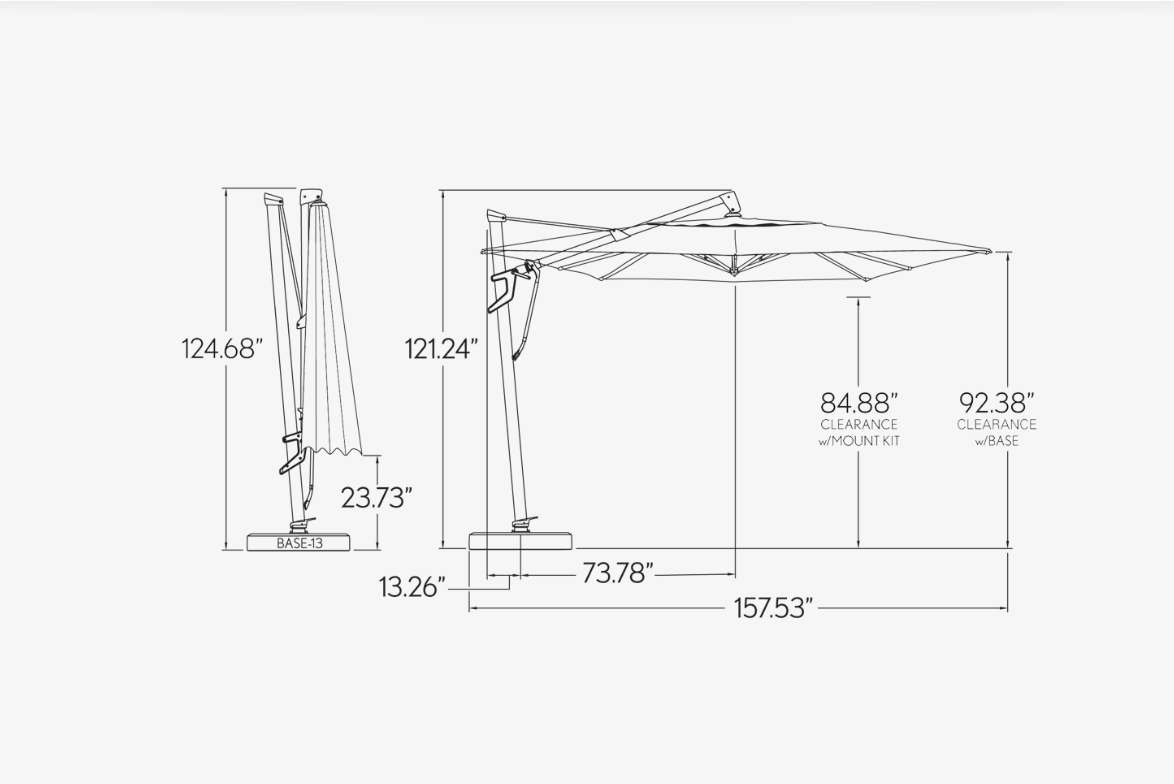 AKZPSQ11 Plus 11.5' Square Cantilever Umbrella