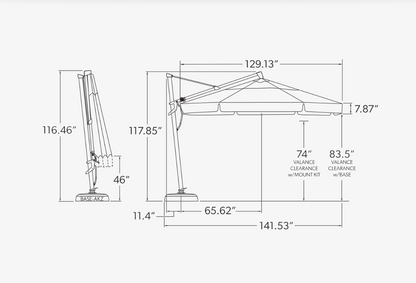 AKZPSQ11 Plus 11' Octagon Cantilever Umbrella