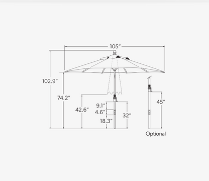 Starlux Collar Tilt 9' Octagon Umbrella