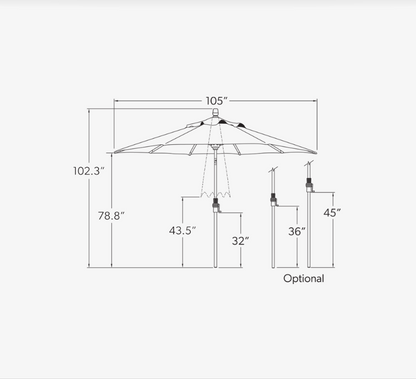 Collar Tilt 9' Octagon Umbrella