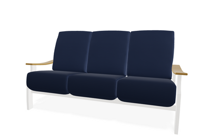 St. Catherine Cushion Three-Seat Sofa w/ Rustic Arms