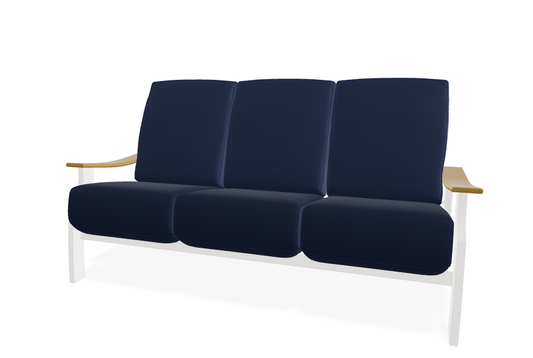 St. Catherine Cushion Three-Seat Sofa w/ Rustic Arms